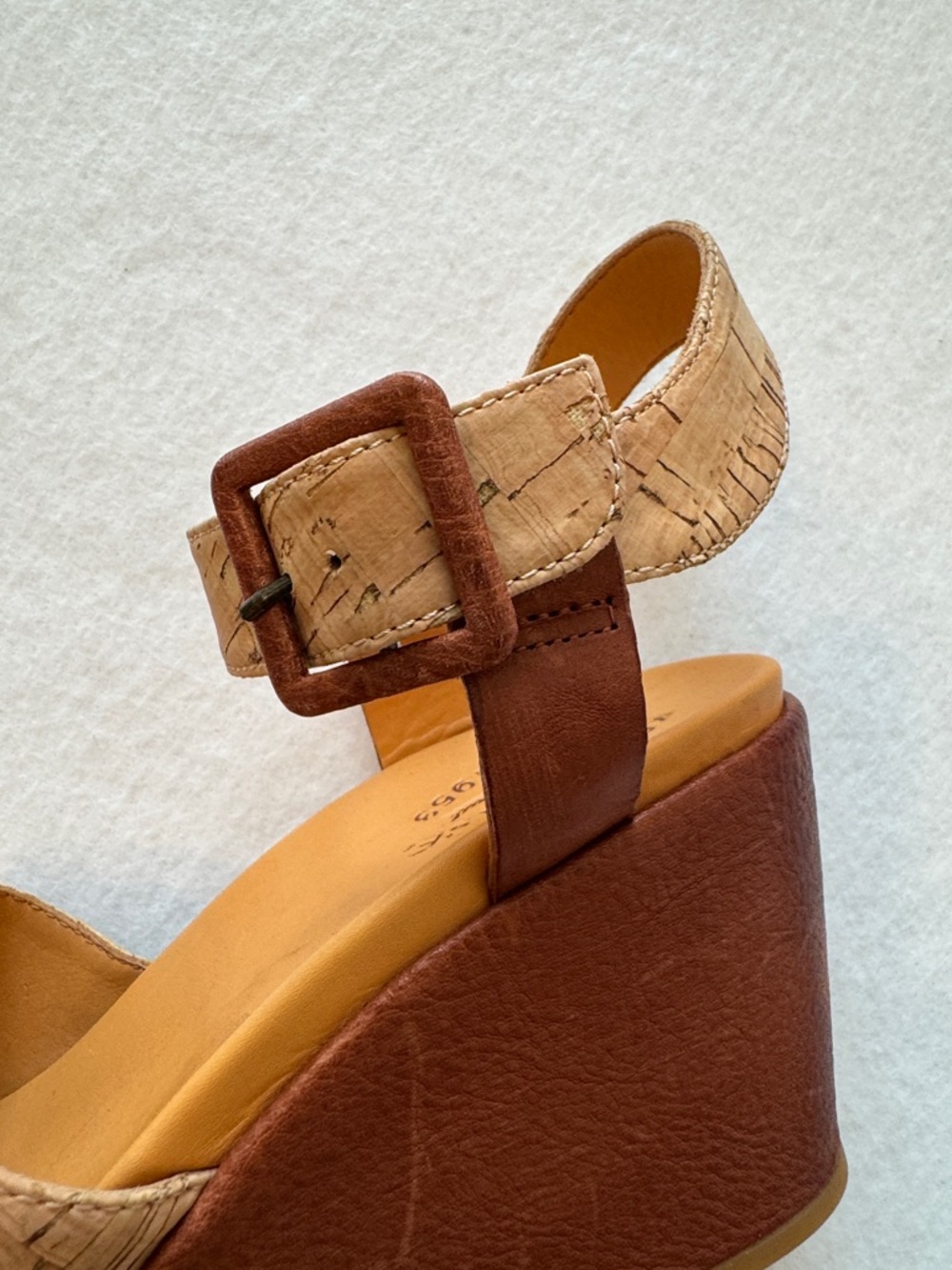 KORK-EASE Keirn Platform Sandals in Natural Cork and Brown Leather Size 9 - Picture 3 of 10